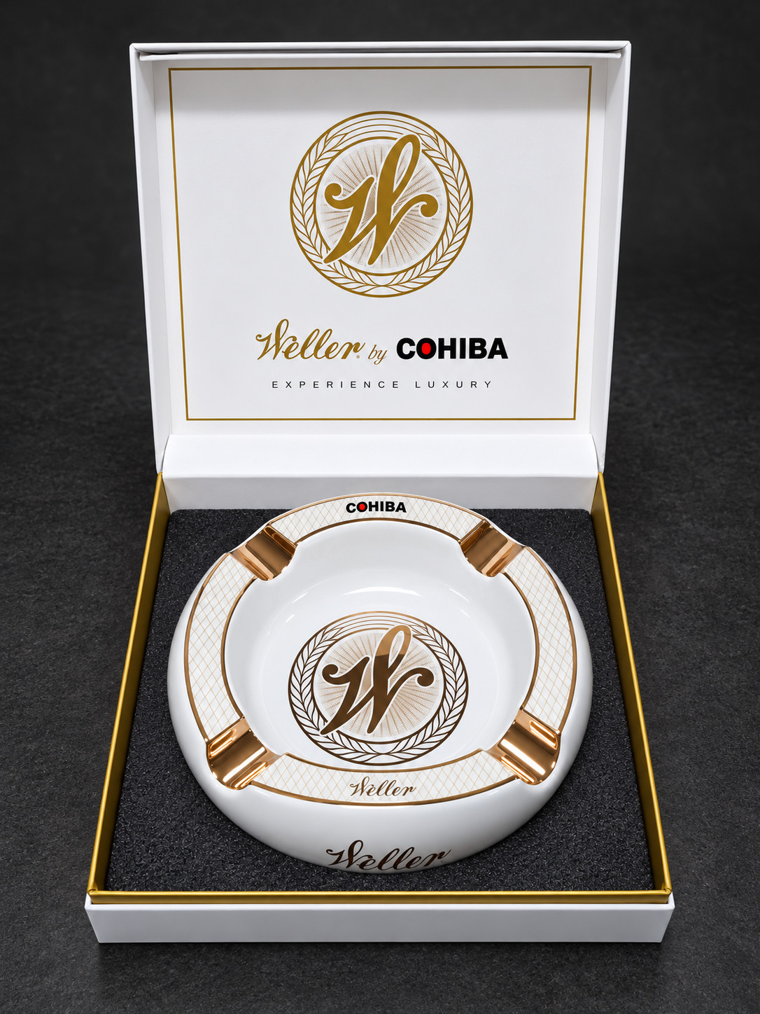 RARE Weller C.Y.P.B. White Cohiba Ashtray Cigar Ash Tray Bourbon Stagg Blantons