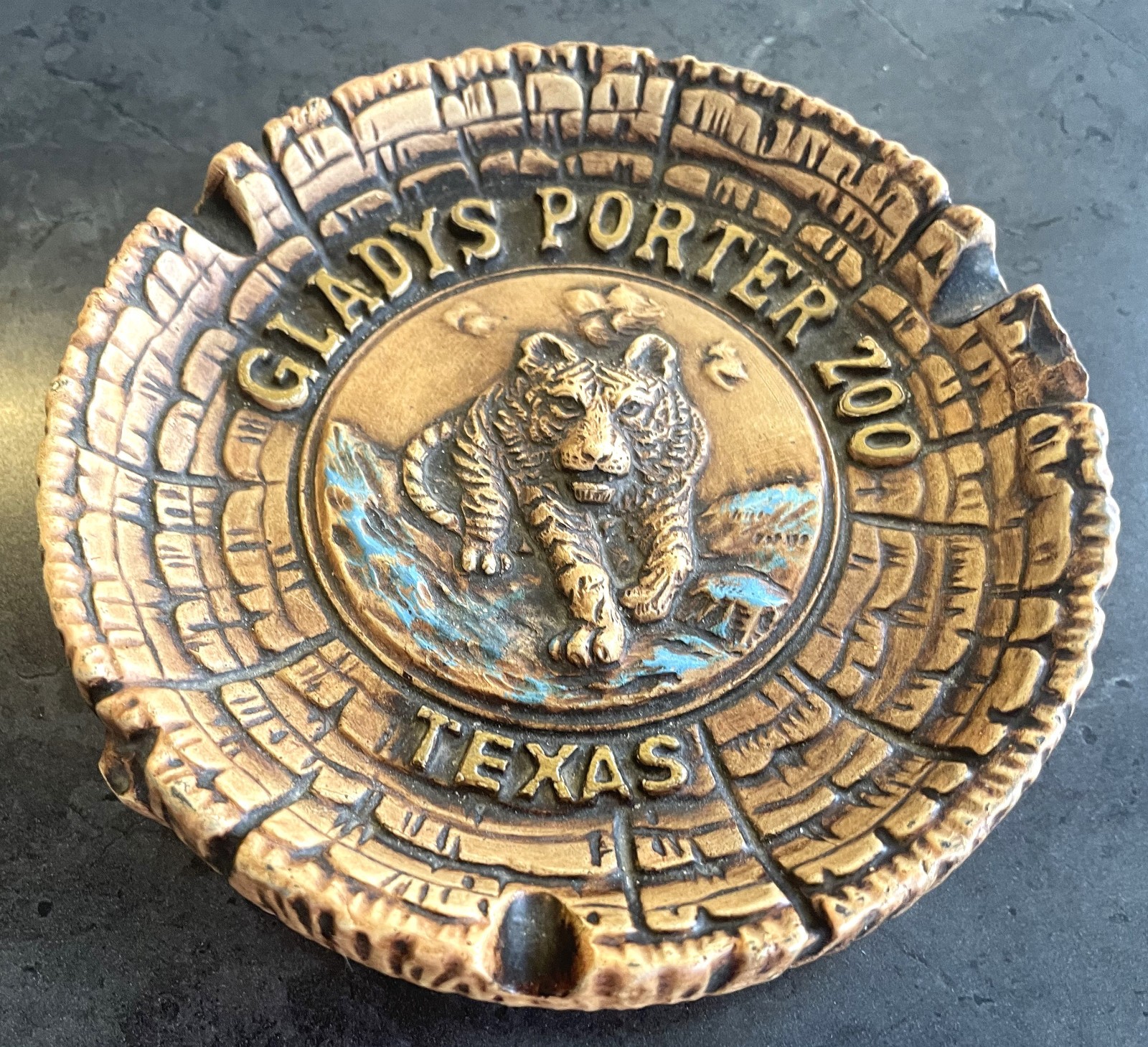 Vintage, **RARE**, 5 Inch Ashtray, Gladys Potter Zoo, Brownsville, Texas