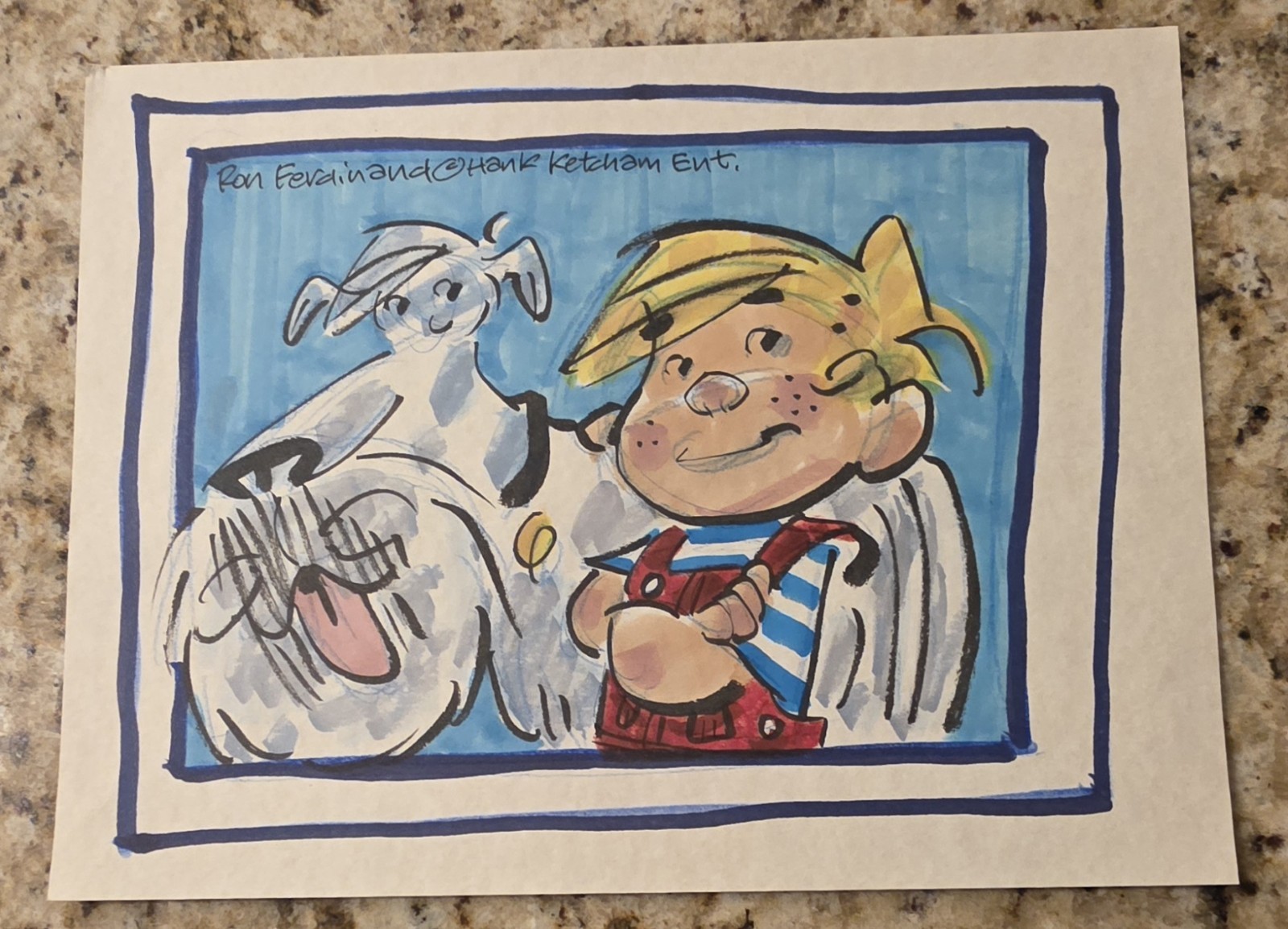RON FERDINAND Cartoonist Sketch Drawing Signed Autograph Original 8.5x11 W/COA