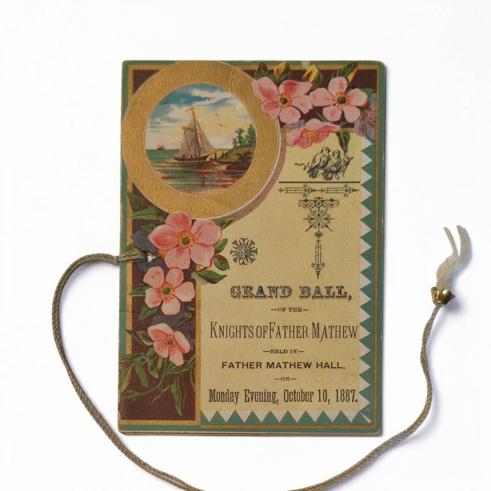 Antique 1887 Knights of Father Mathew Grand Ball Program Archbald PA 3.25