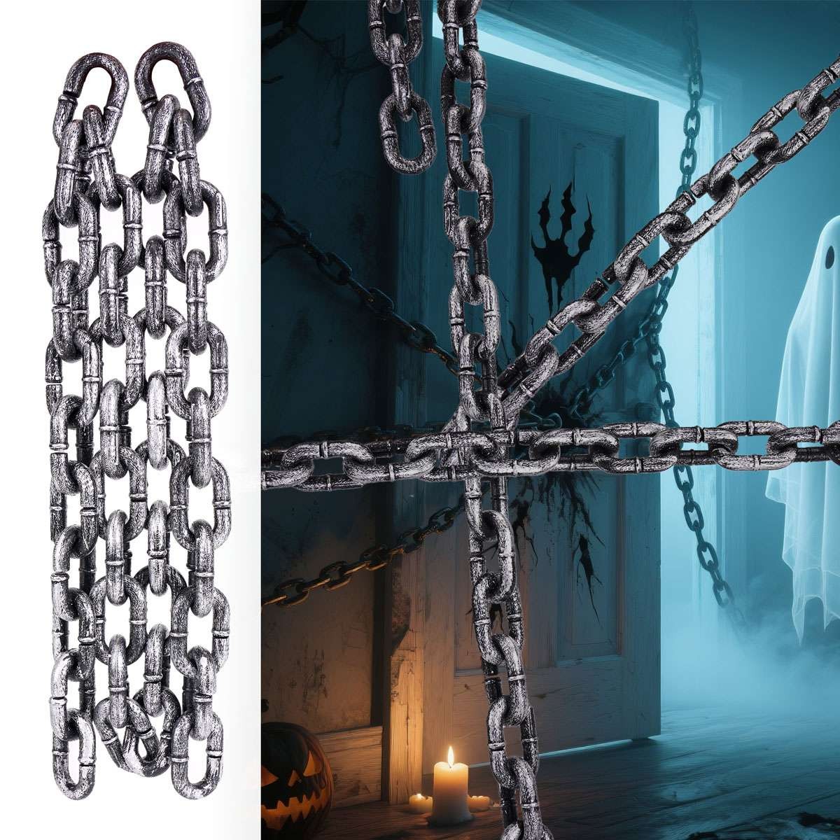 6 Feet Halloween Chains Plastic Classic Chain Prop Party Decor Spooky Costume US 6 Feet Halloween Chains Plastic Classic Chain Prop Party Decor Spooky Costume US