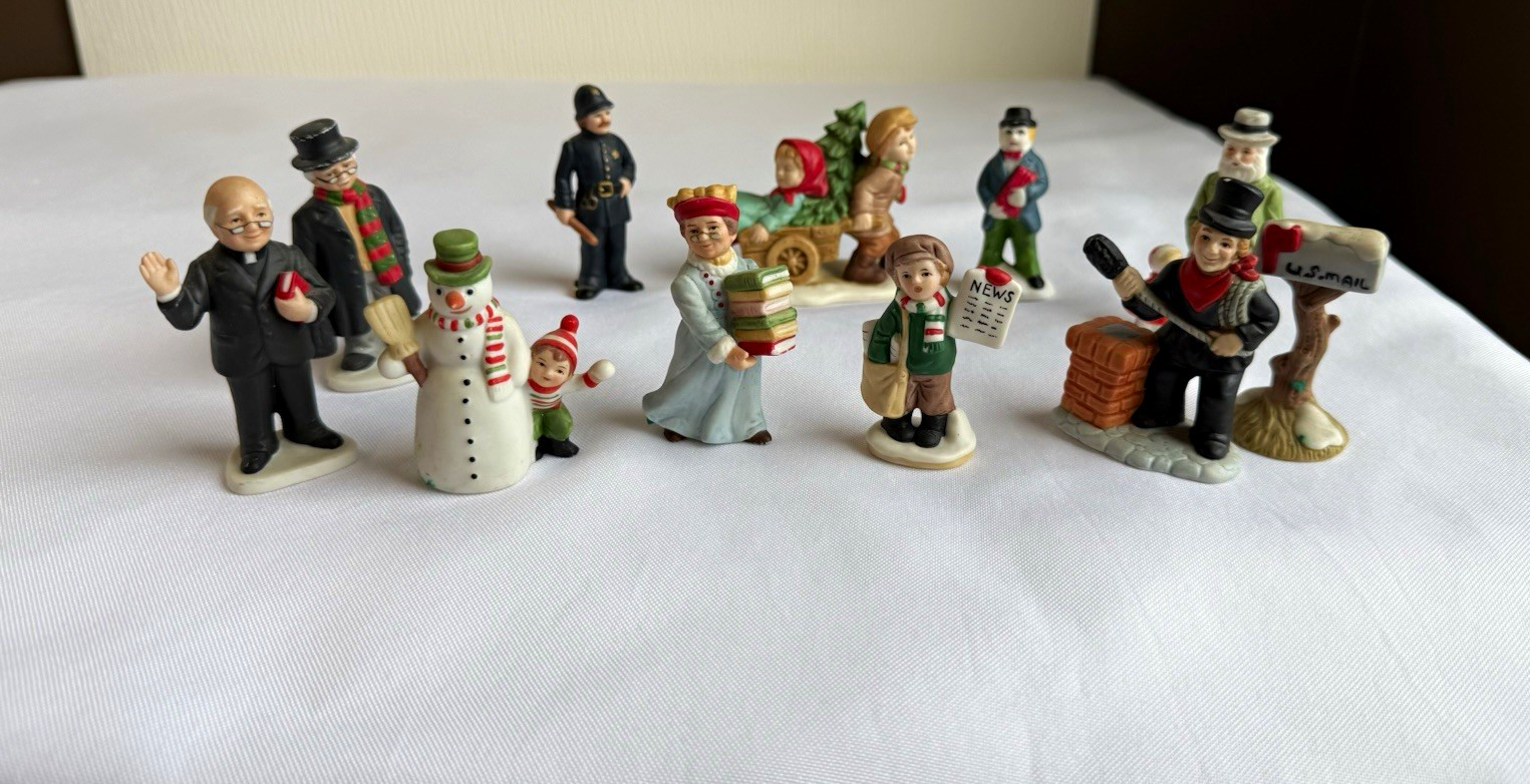 Vintage Lefton Exclusives 1980s, 1990s Christmas Village Figurines - Lot of 11 Vintage Lefton Exclusives 1980s, 1990s Christmas Village Figurines - Lot of 11