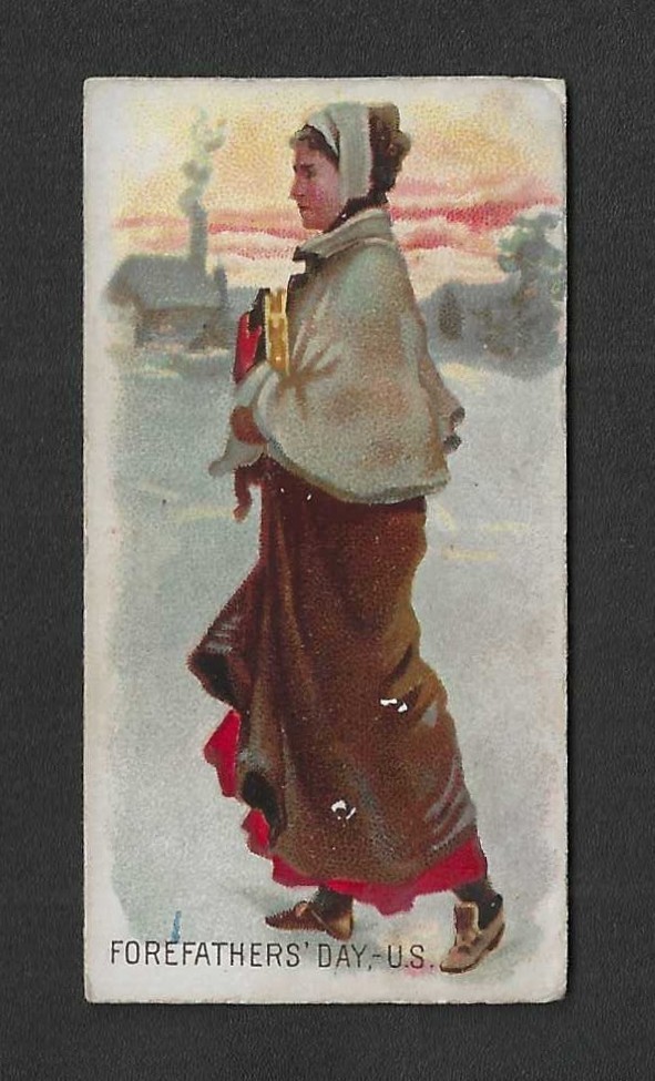 c1880\'s N80 Duke Cigarettes Tobacco Card - Holidays Series - Forefathers Day USA