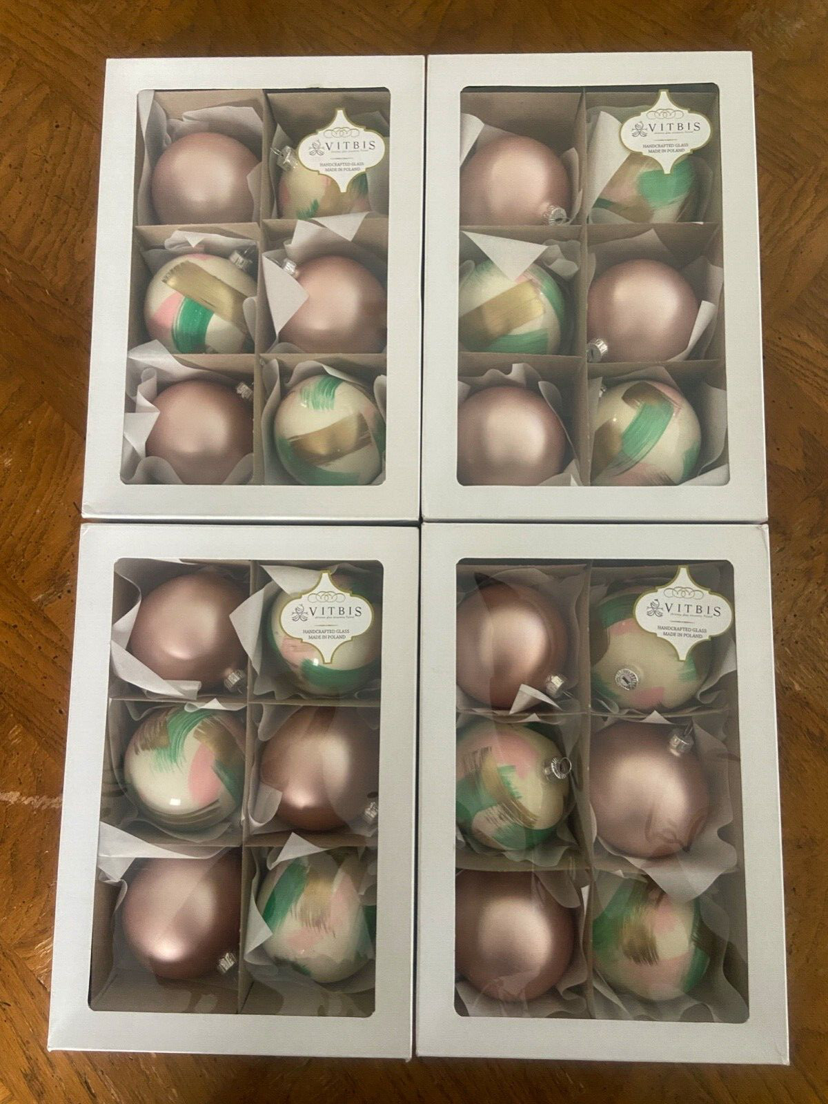 24 VITBIS GLASS CHRISTMAS ORNAMENTS HANDCRAFTED MADE IN POLAND BEAUTIFUL New