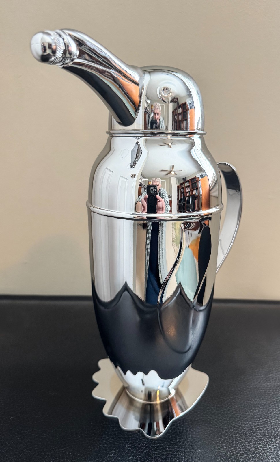 RARE MUSEUM QUALITY ORIGINAL 1938 ART DECO CHROMIUM PENGUIN COCKTAIL SHAKER