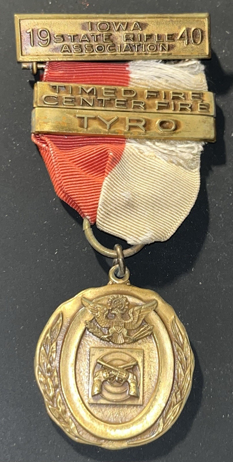 Vintage 1940 IOWA STATE RIFLE ASSOCIATION MEDAL - Timed Fire - Center Fire Vintage 1940 IOWA STATE RIFLE ASSOCIATION MEDAL - Timed Fire - Center Fire