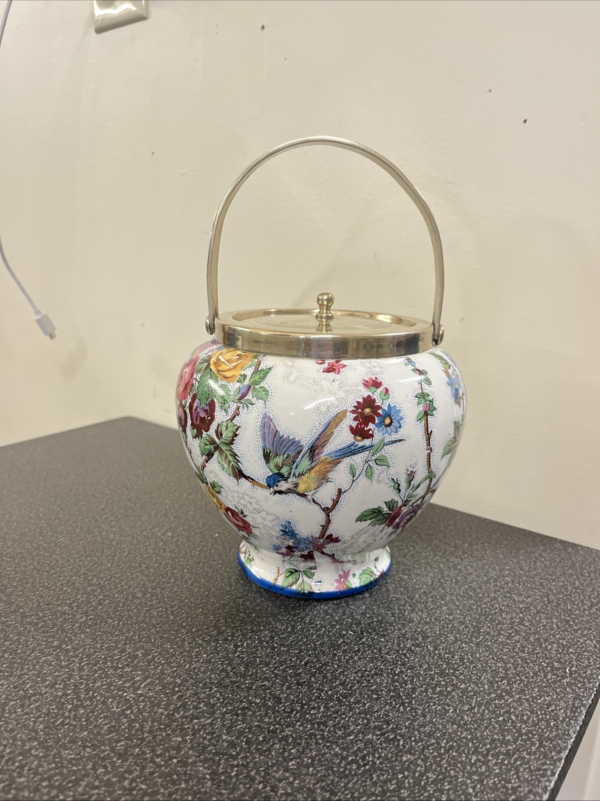 Vintage Lorna Doone Bird Chintz Biscuit Barrel Cookie Jar