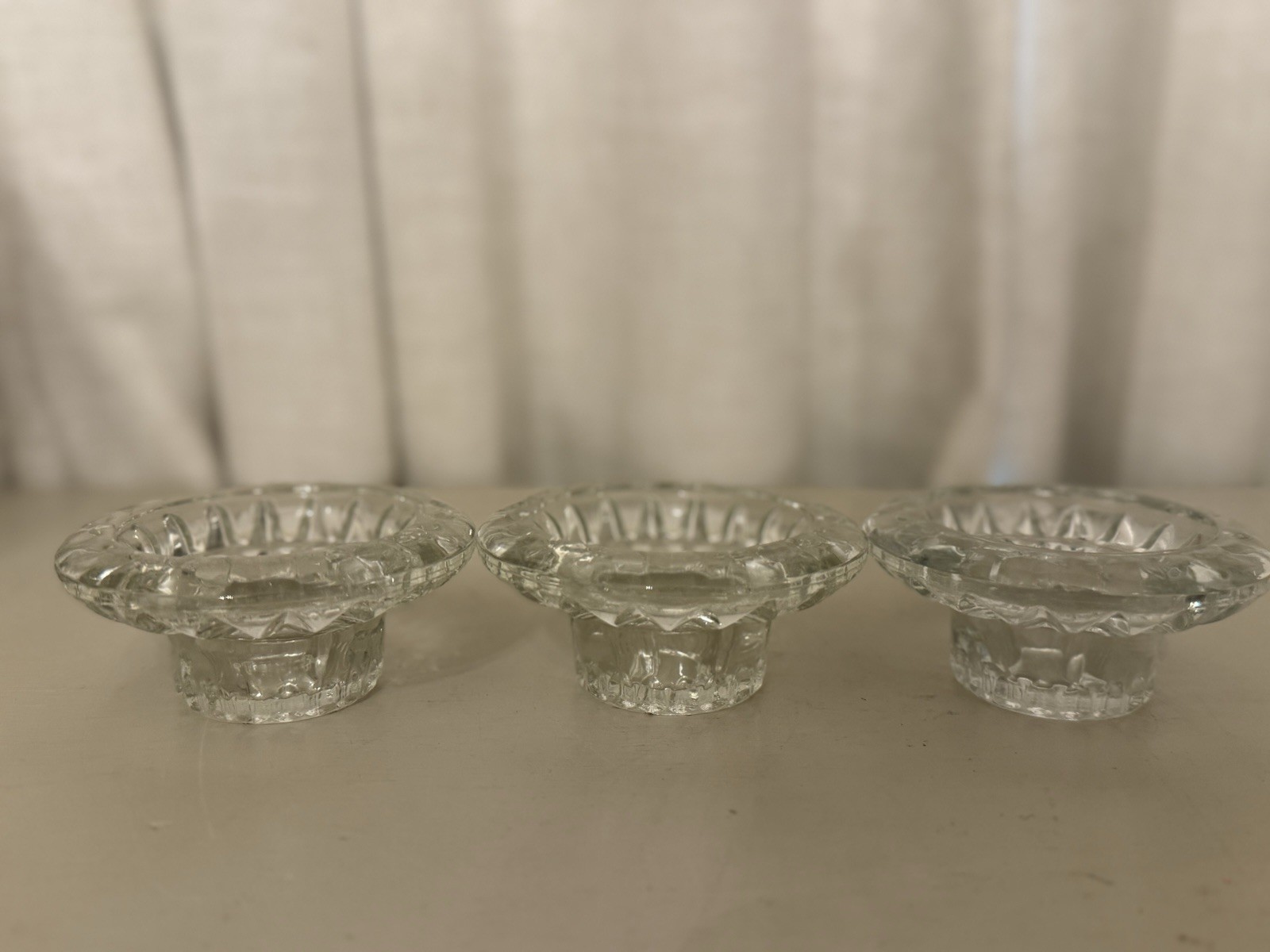 Vintage KIG Malaysia Glass Candle Holders Set of 3 Universal Taper Votive Pillar