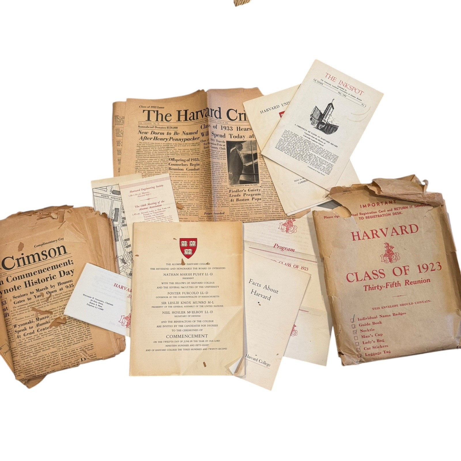 Harvard Class Reunion Class Of 1933 35  Reunion Registration Packet & Other VTG