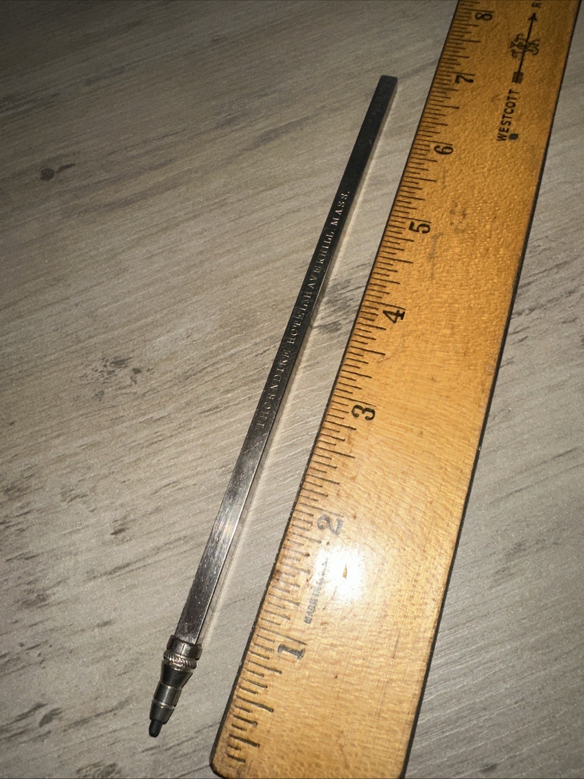Vintage Old Pencil, Thorndike Hotel Haverhill Mass. 6 inch Ruler Unique Design