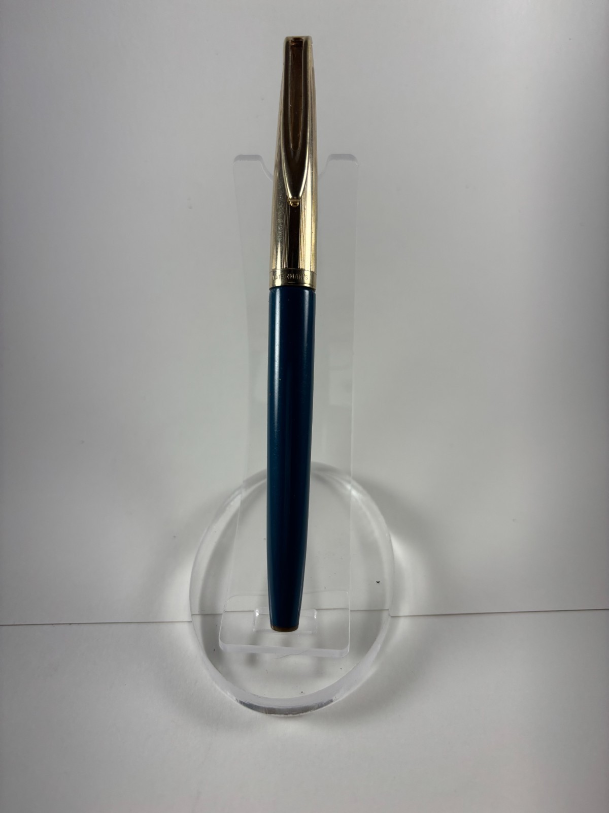 Waterman's C/F Fountain Pen Blue & Gold Filled Cap 14K Nib USA Made w/ Converter