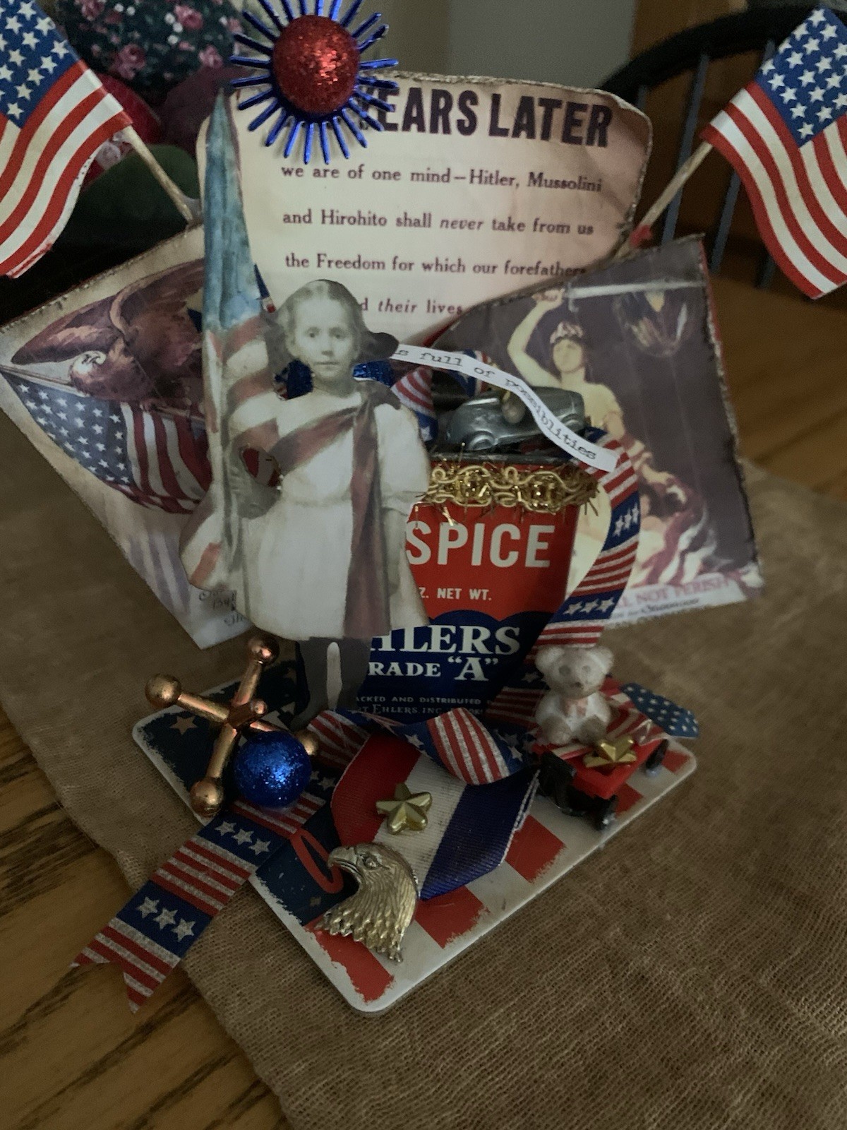 Primitive  250th Patriotic  On Vintage  Spice Tin