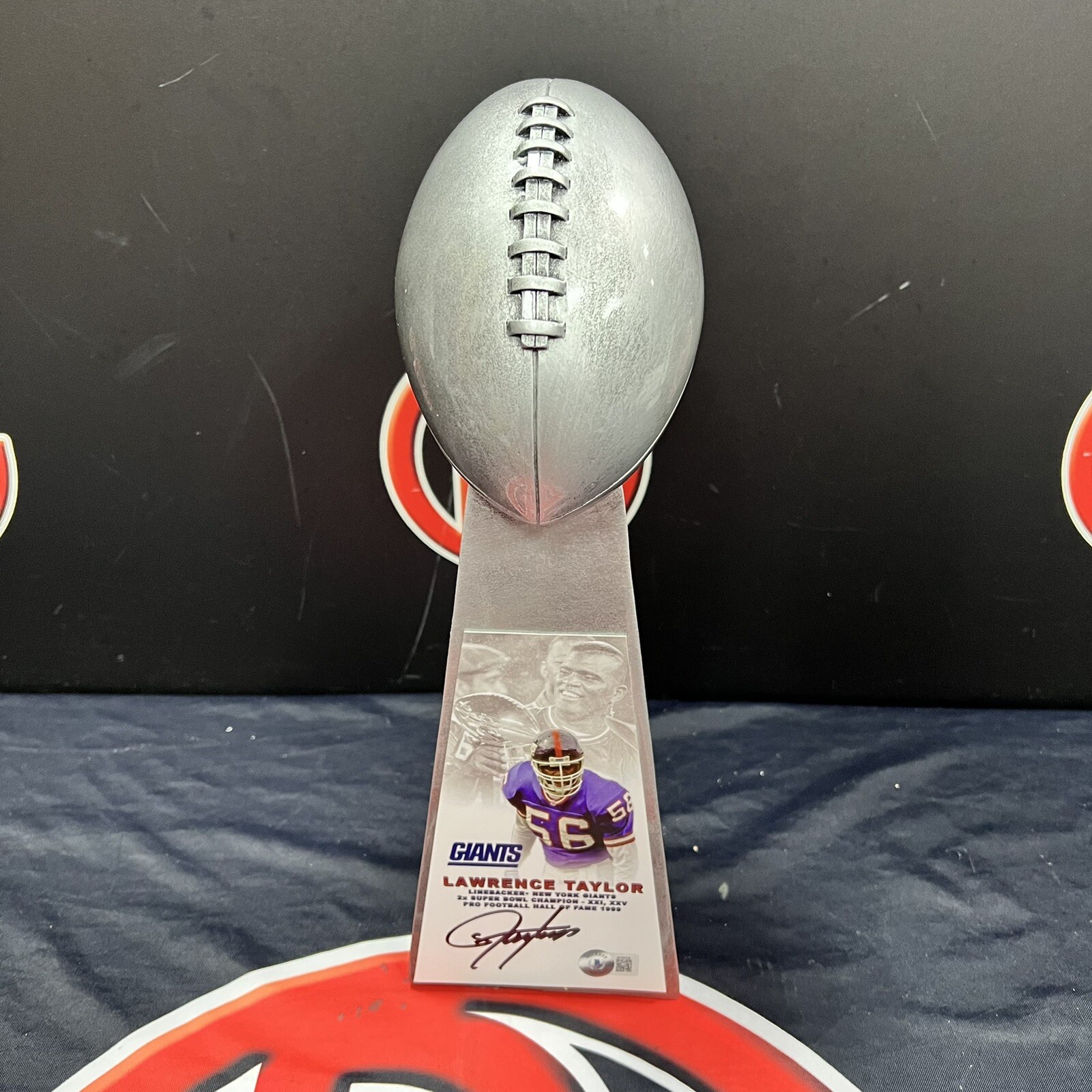 Lawrence Taylor Autographed New York Giants Signed Trophy Beckett BAS