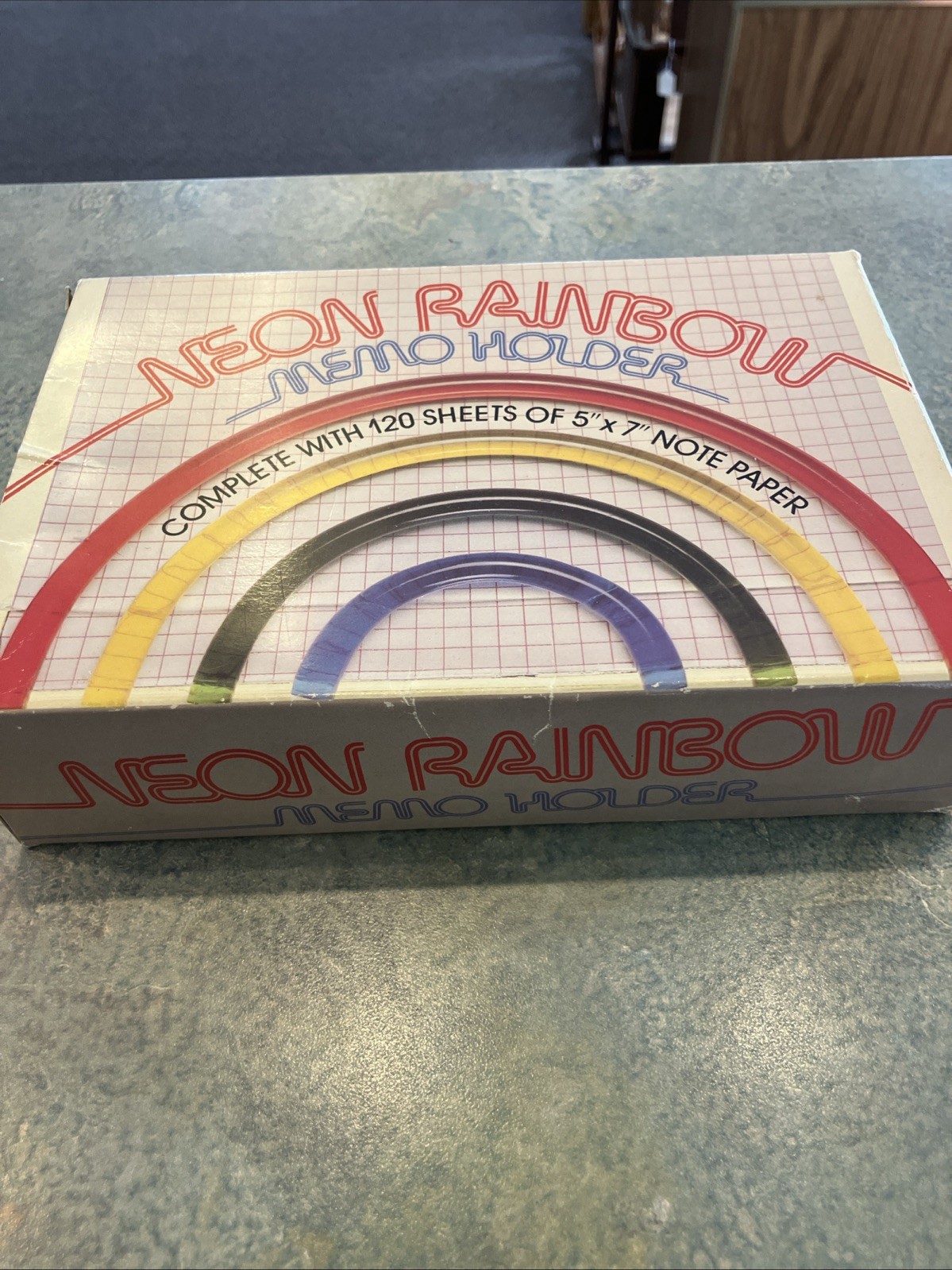Vintage Neon Rainbow Memo Holder. New Old Stock. Sealed. Original Box. Vintage Neon Rainbow Memo Holder. New Old Stock. Sealed. Original Box.