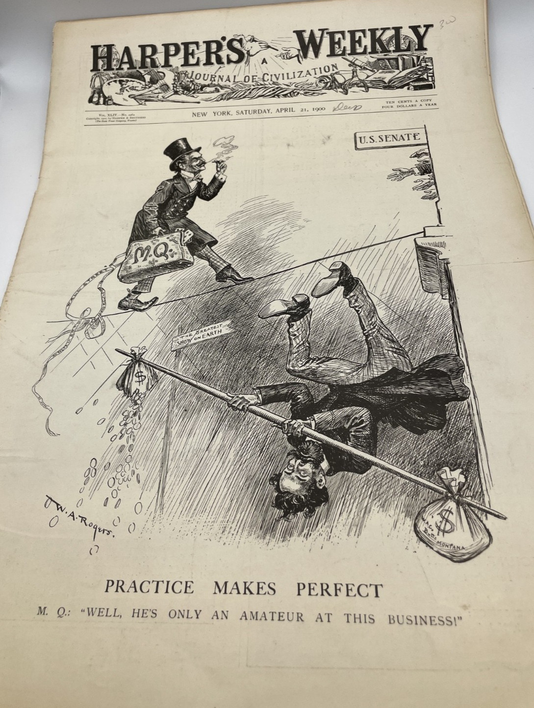 Antique Harper’s Weekly 4/21/1900 “Practice Makes Perfect” - US Senate