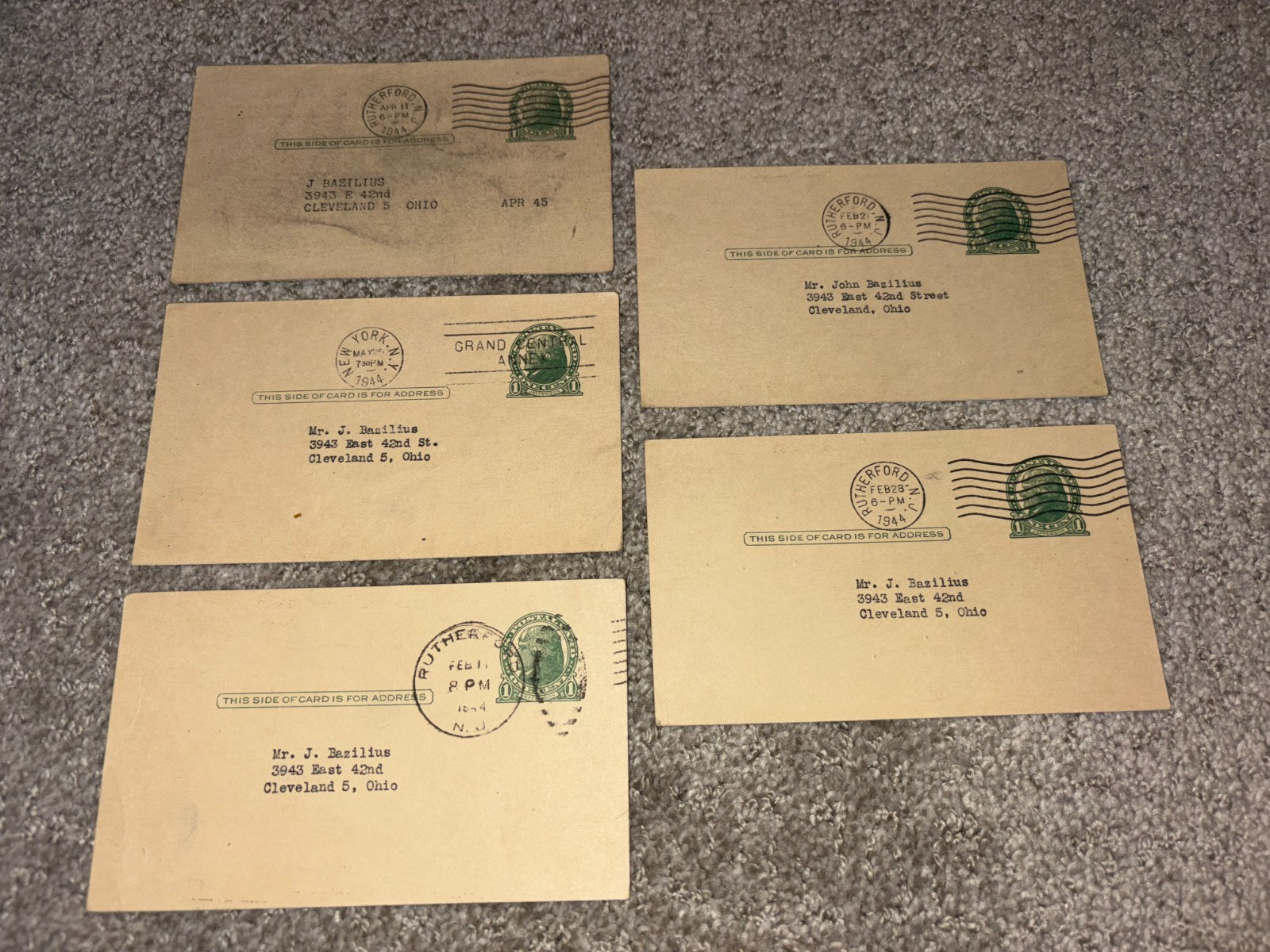 LOT OF 5 Vtg 1944 1945 DAWN BIBLE STUDENTS letters ephemera Ukranian Lithuanian