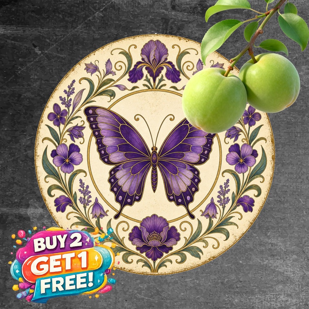 Purple Floral Butterfly Sign Metal Tin Sign Vintage Wall Decor Plaque 8x8