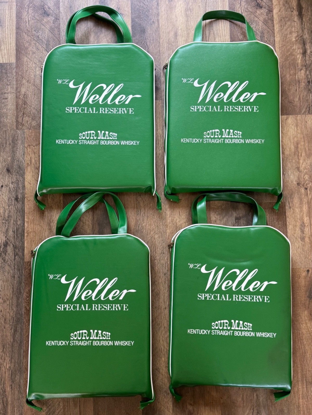 Vintage WL Weller Special Reserve Kentucky bourbon whiskey bleacher cushion set