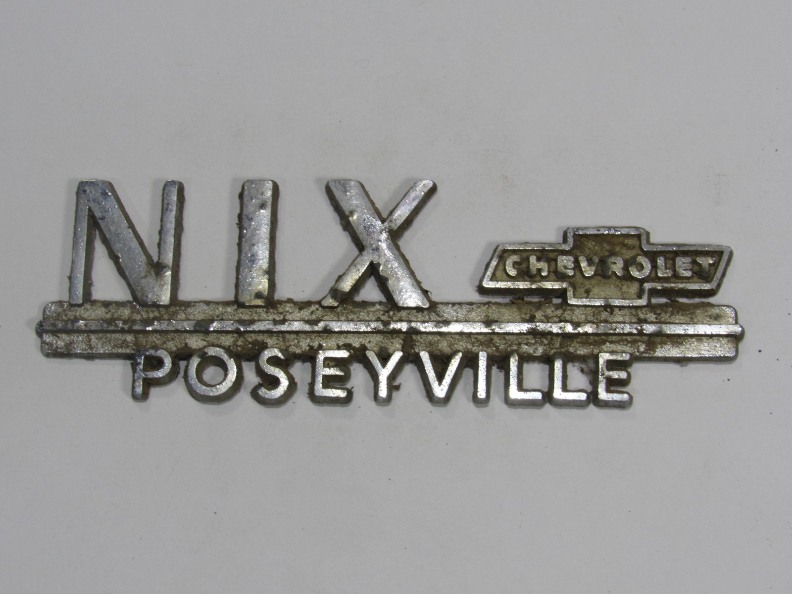 VTG Nix Chevrolet Poseyville Indiana Metal Dealership Badge Emblem Tag Dealer IN