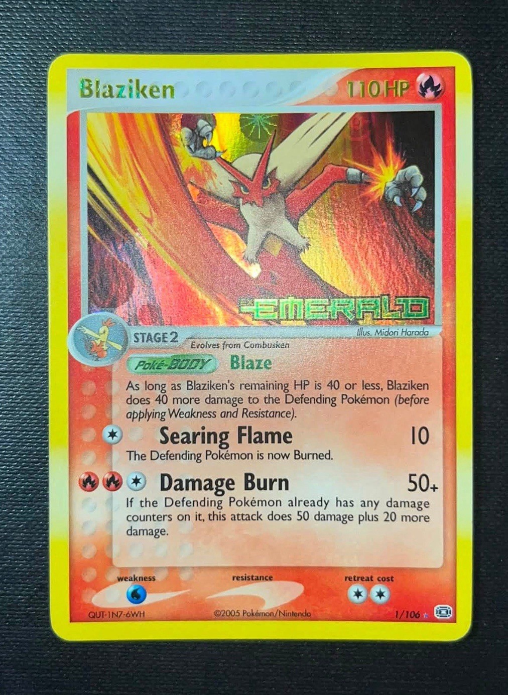 Pokemon Blaziken EX Emerald 1/106 Stamped English 2005