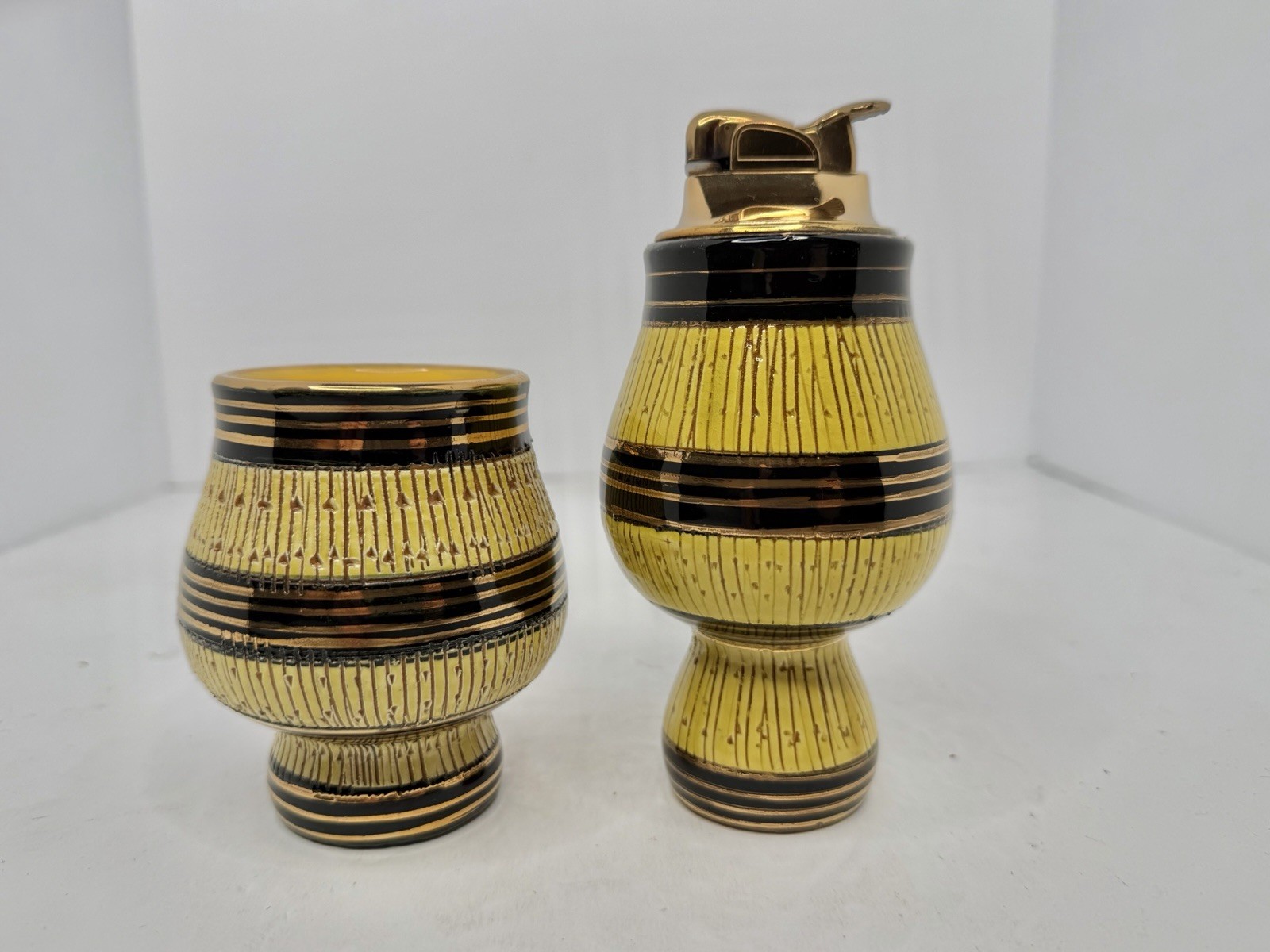 HTF Vintage MCM Bitossi Aldo Londi Table Lighter & Cigarette Holder Set Stunning