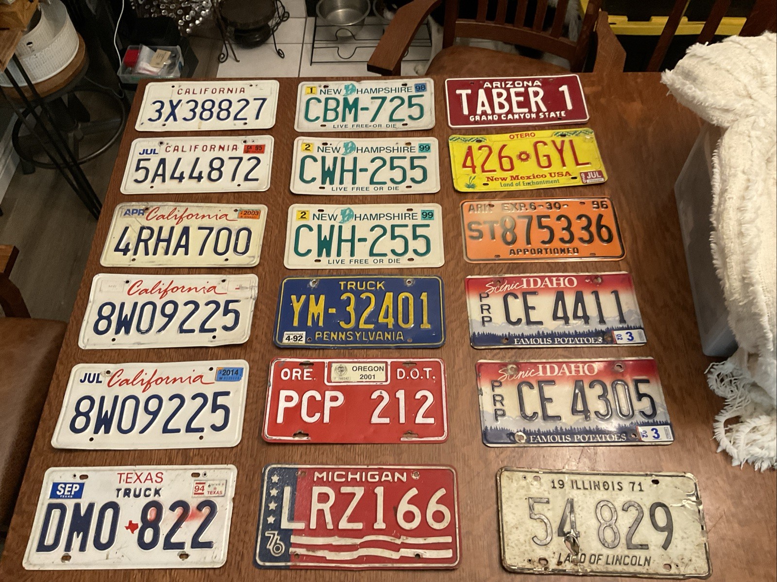 Vintage Mixed Lot of 18 Collectible US License Plates - Various States