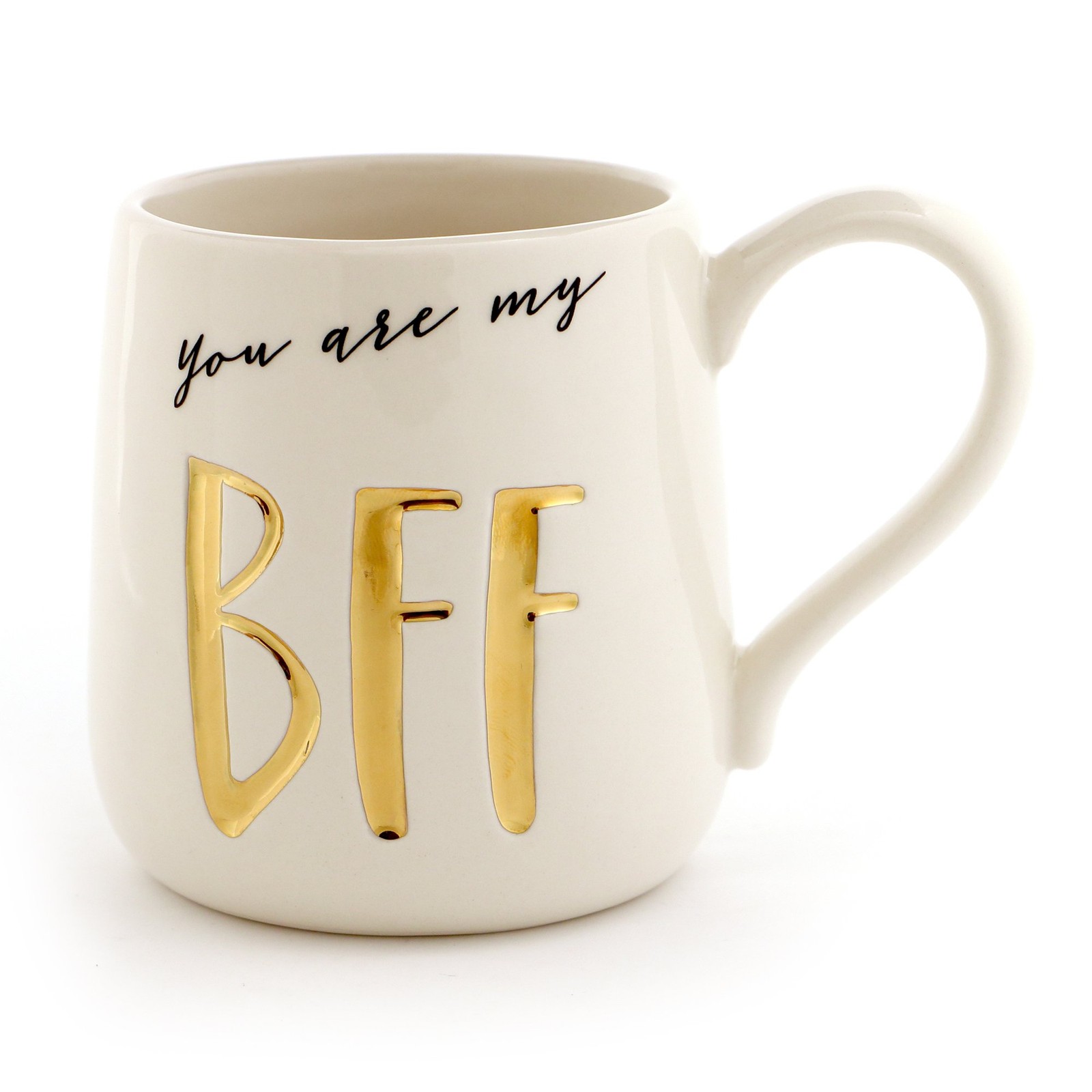 Enesco Our Name Is Mud BFF Stoneware Coffee Mug, Gold, 16 Ounce Gift Box