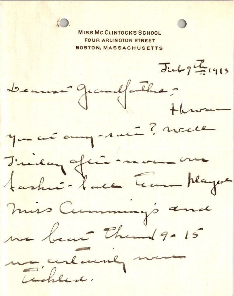 McClintock\'s School Boston MA 1913 Letterhead McClintock\'s School Boston MA 1913 Letterhead