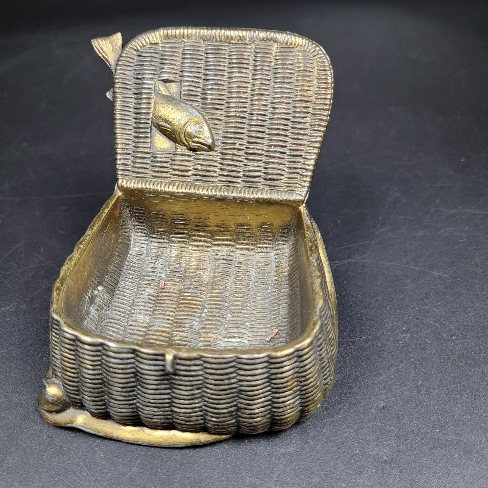 ANTIQUE J.B. JENNINGS BROTHERS FISHING CREEL DESK ART TRAY HOLDER PAPERWEIGHT US