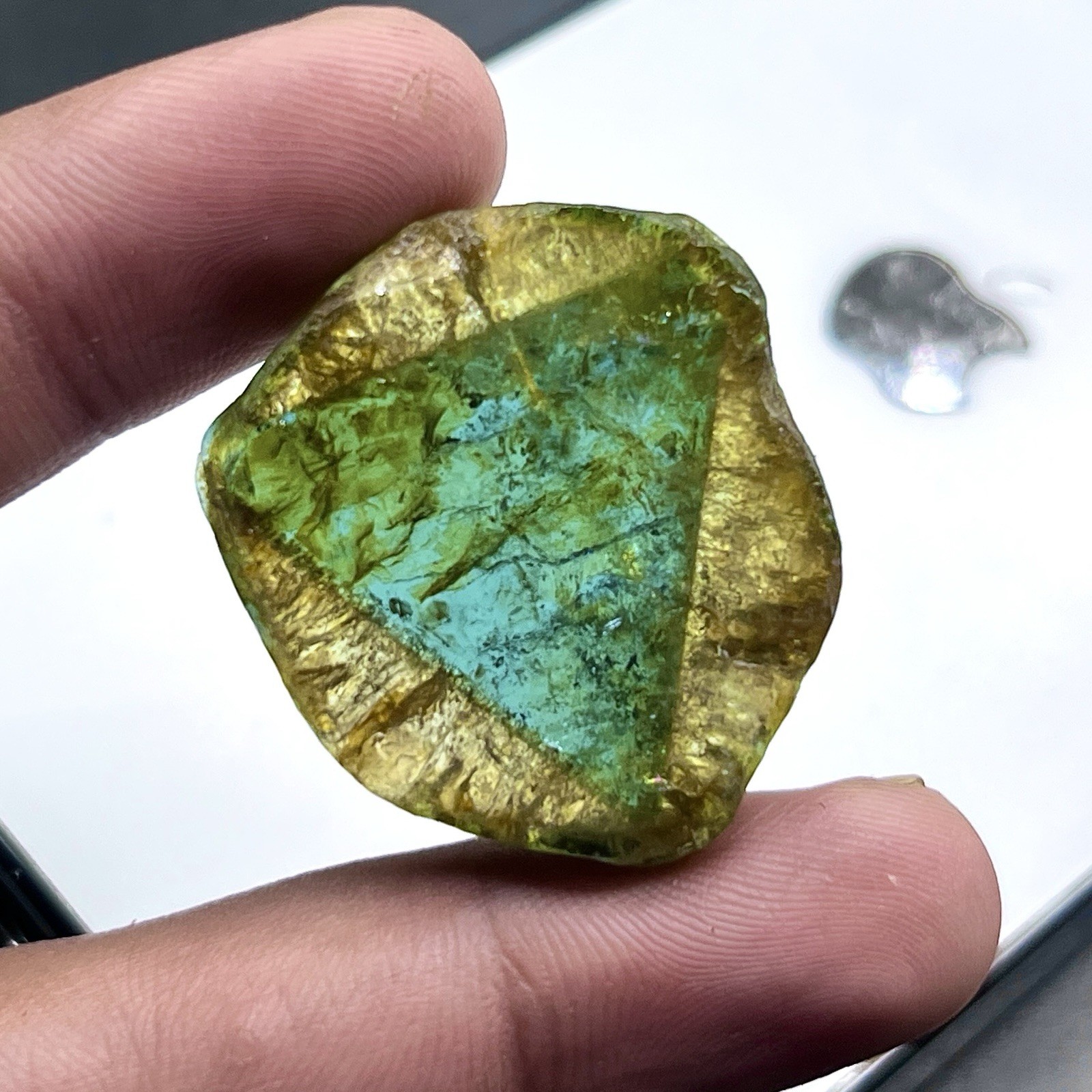 Rare 47 Ct Liddicoatite Tourmaline Slice | Natural Tri Color Tourmaline Crystal