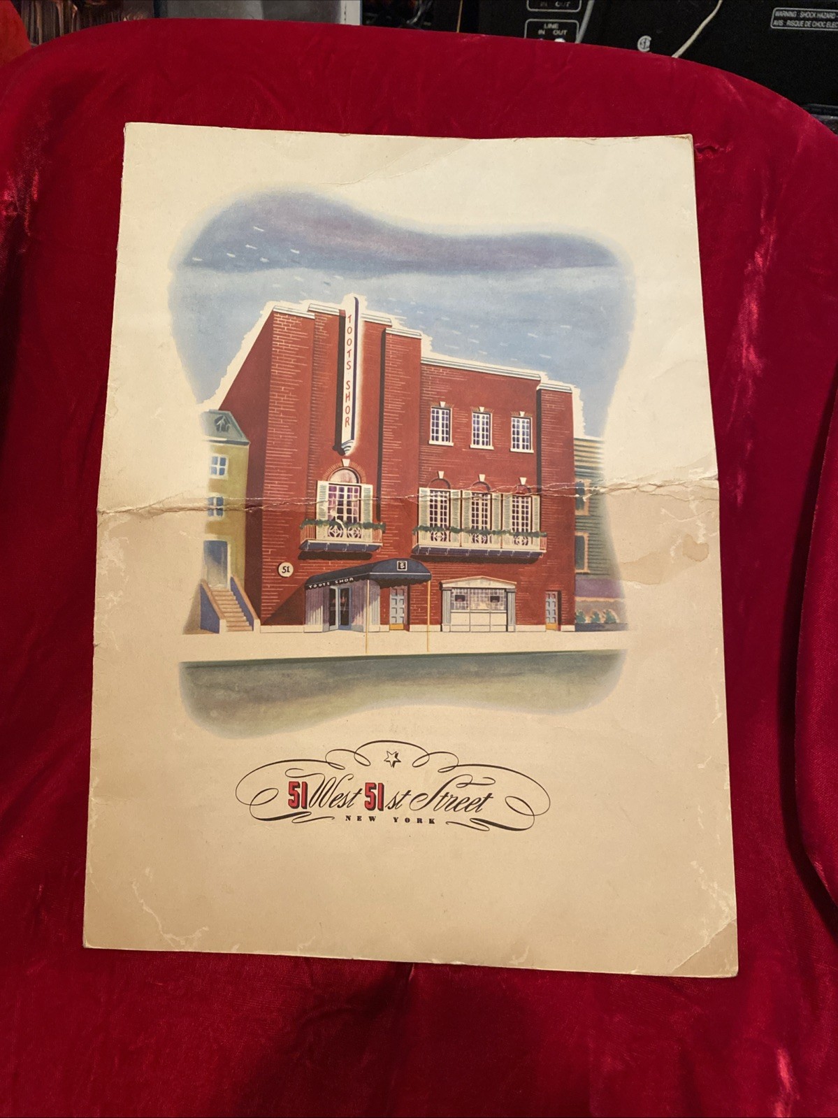 TOOT SHOR'S-51 WEST 51st STREET MANHATTAN- VINTAGE MENU-3/6/1953- G Minus Cond.