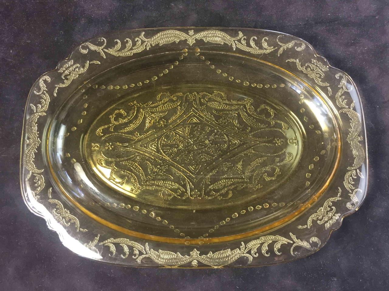 Vintage Yellow Amber Depression Glass Madrid Pattern 11 Vintage Yellow Amber Depression Glass Madrid Pattern 11