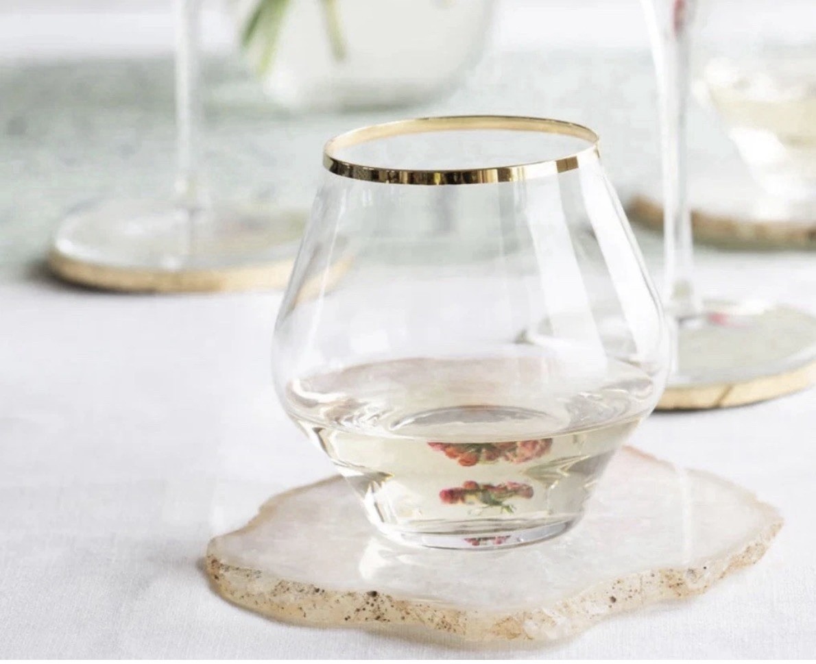 Set If (4) Vitetri Contessa Gold Stemless Wine Glass New CTG-8821