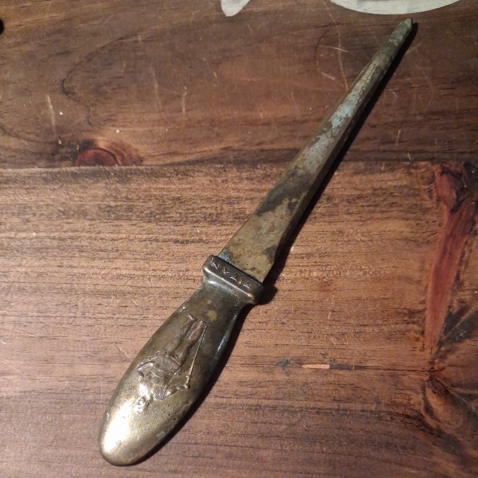 Vintage TITAN METAL Bellefonte, PA BRASS Letter Opener