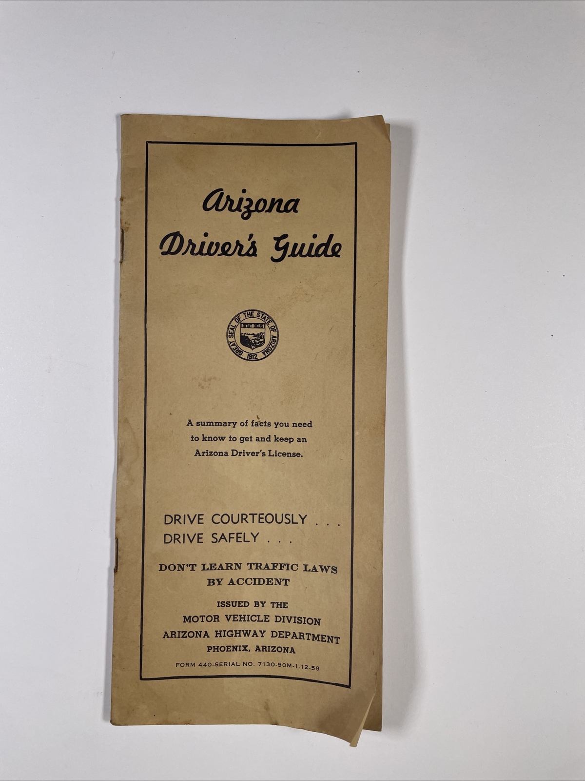 1959 Arizona Driver's Guide Test Study Guide Manual - Collectible Ephemera