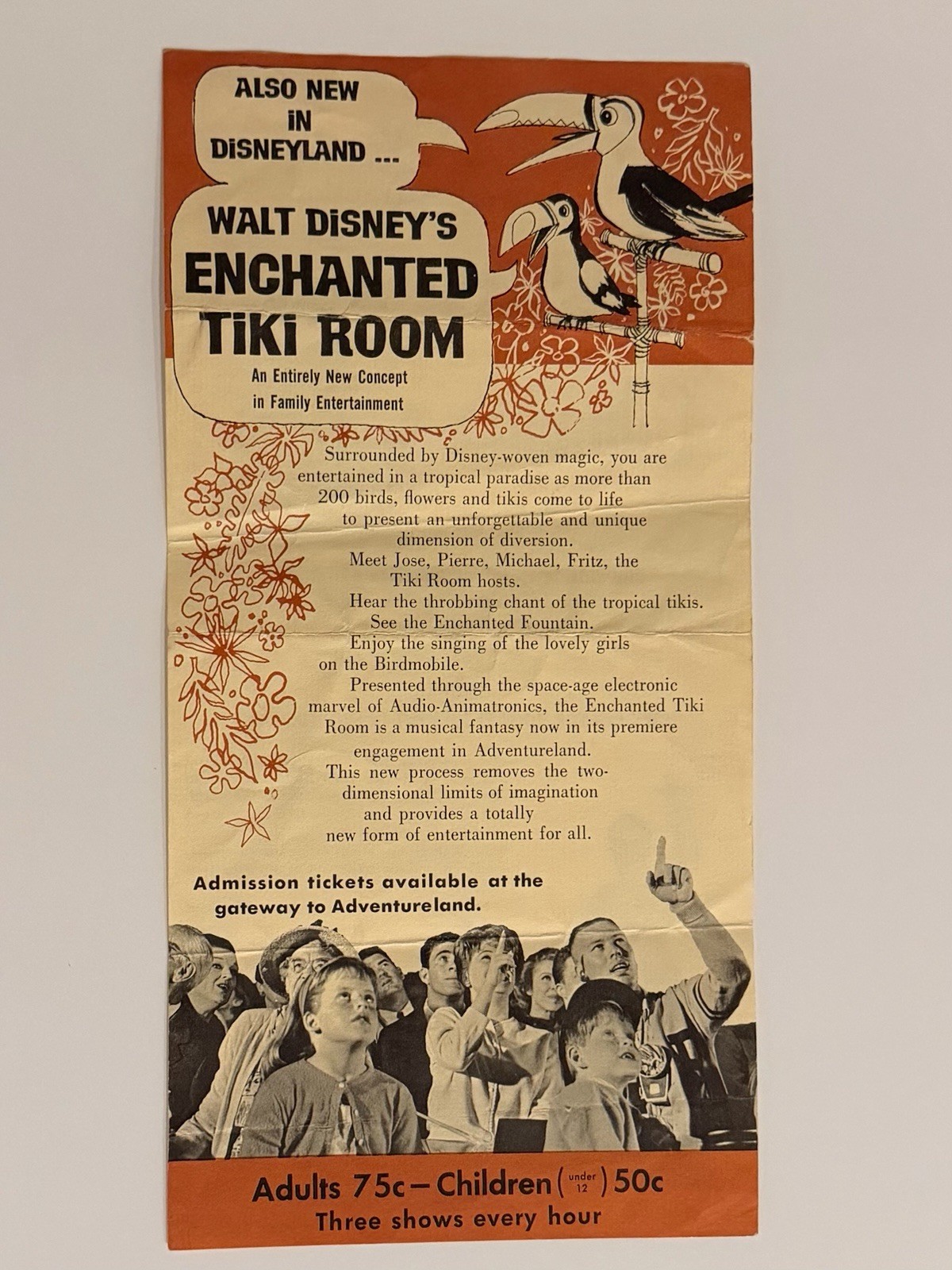ORIGINAL Disneyland  Vintage Enchanted Tiki Room & Sailing Ship Columbia Flyer