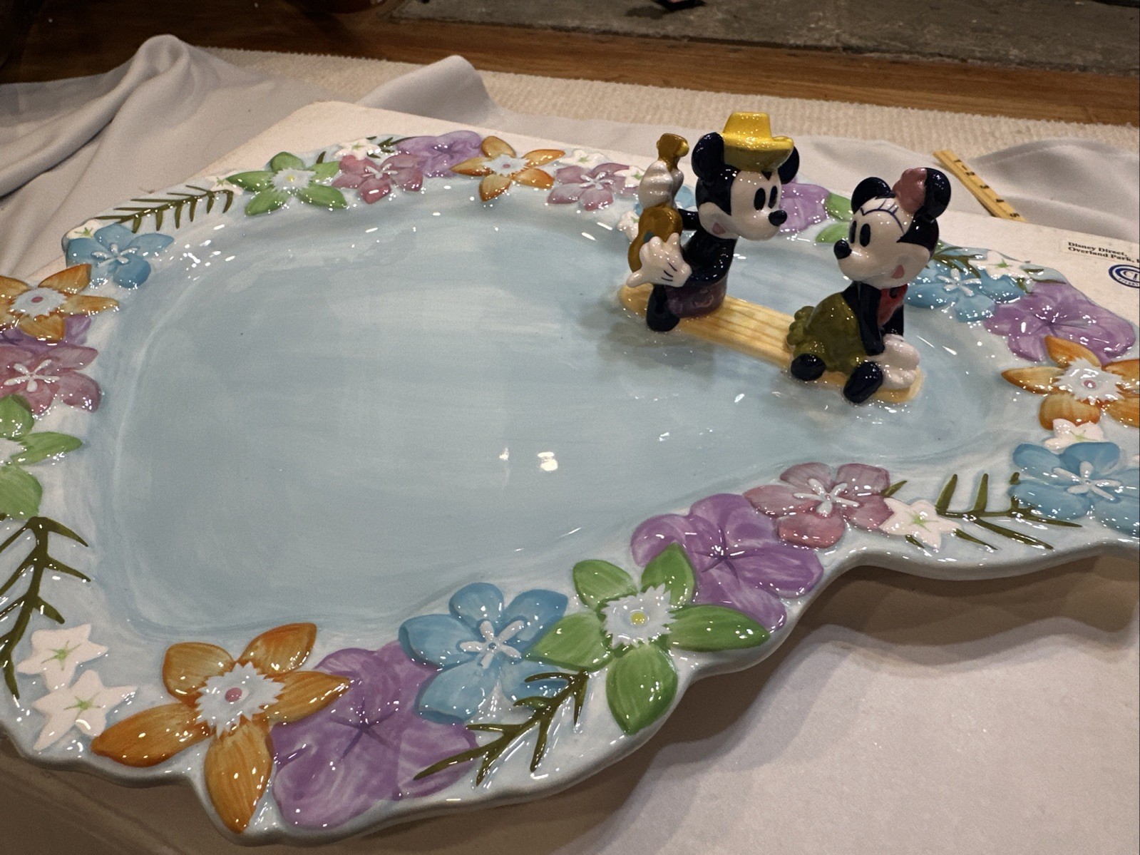 RARE Disney Direct China Mickey Minnie Mouse Hula Tiki Hawaiian Island Dish RARE Disney Direct China Mickey Minnie Mouse Hula Tiki Hawaiian Island Dish