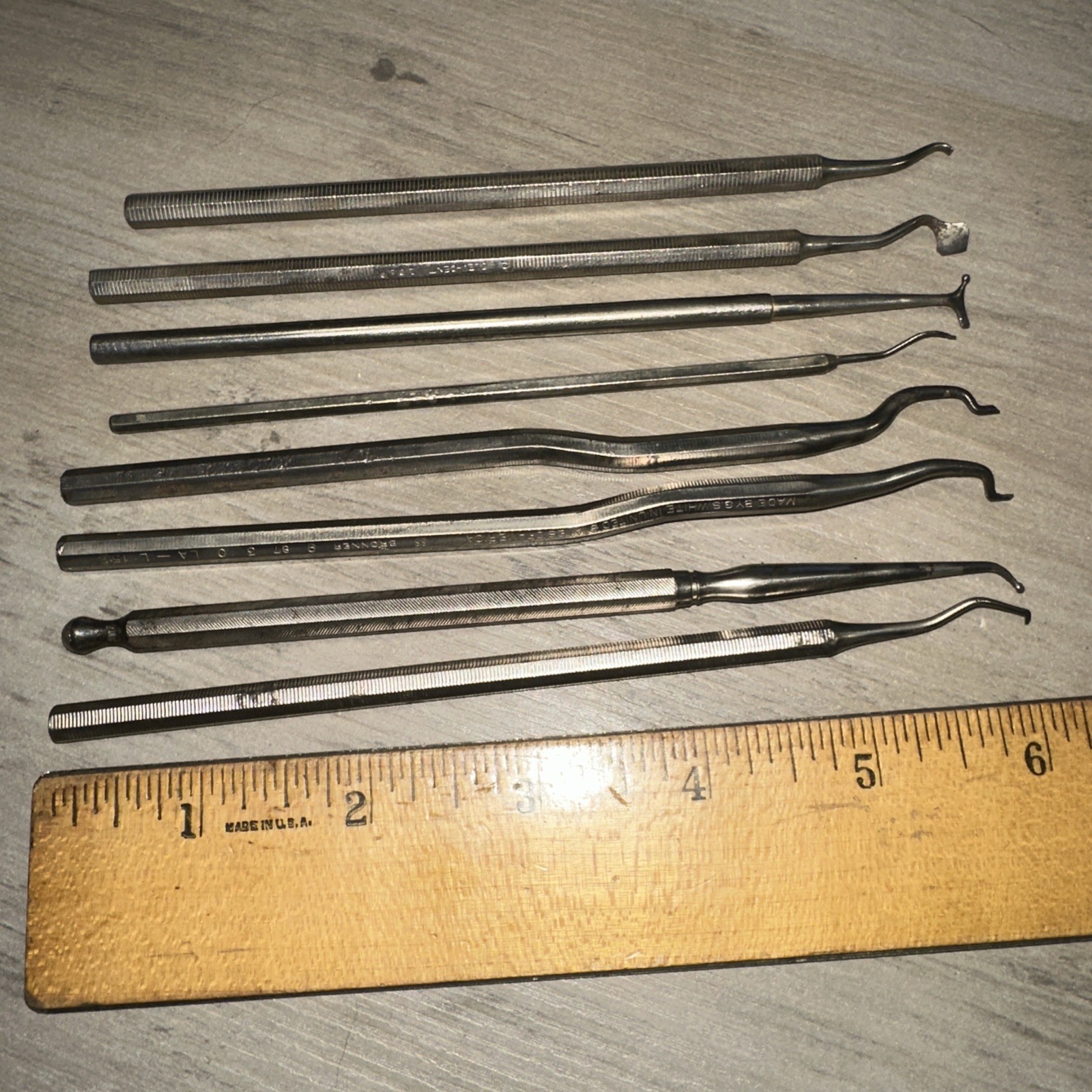 Lot of 8 Antique Vintage Dental Dentist Tools Variety of Styles & Shapes