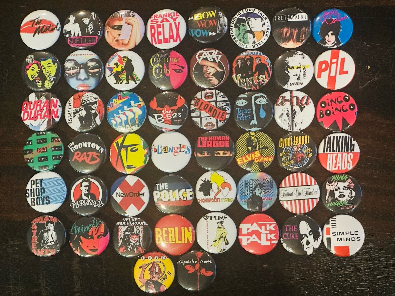 Assorted 80's New Wave Buttons /  Pins Set Of 50