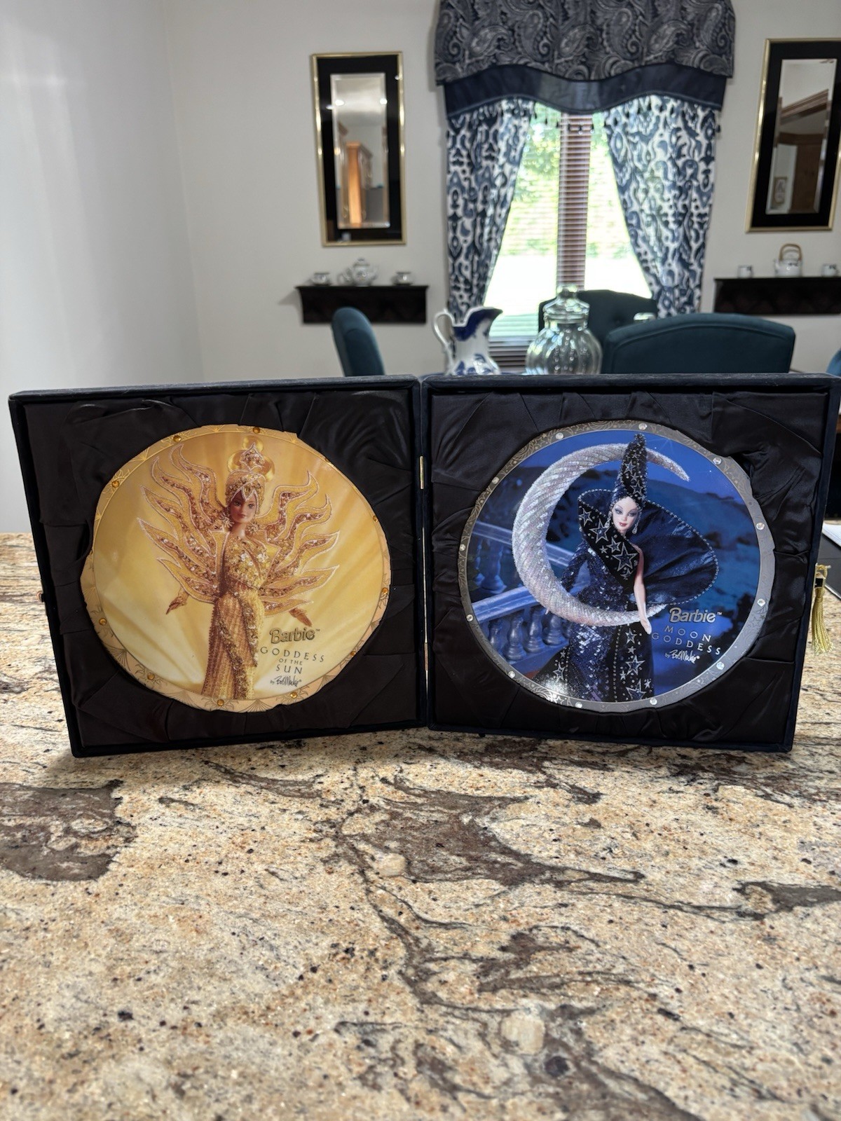 Barbie Moon Goddess & Sun Goddess Collector Plates 1996 Bob Mackie NRFB