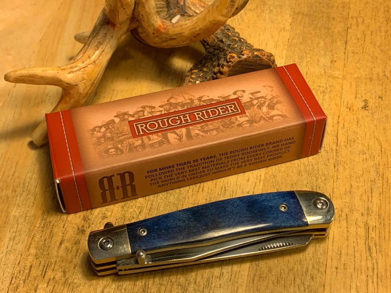 Rough Rider Blue Smooth Bone Linerlock Trapper 4 1/8\