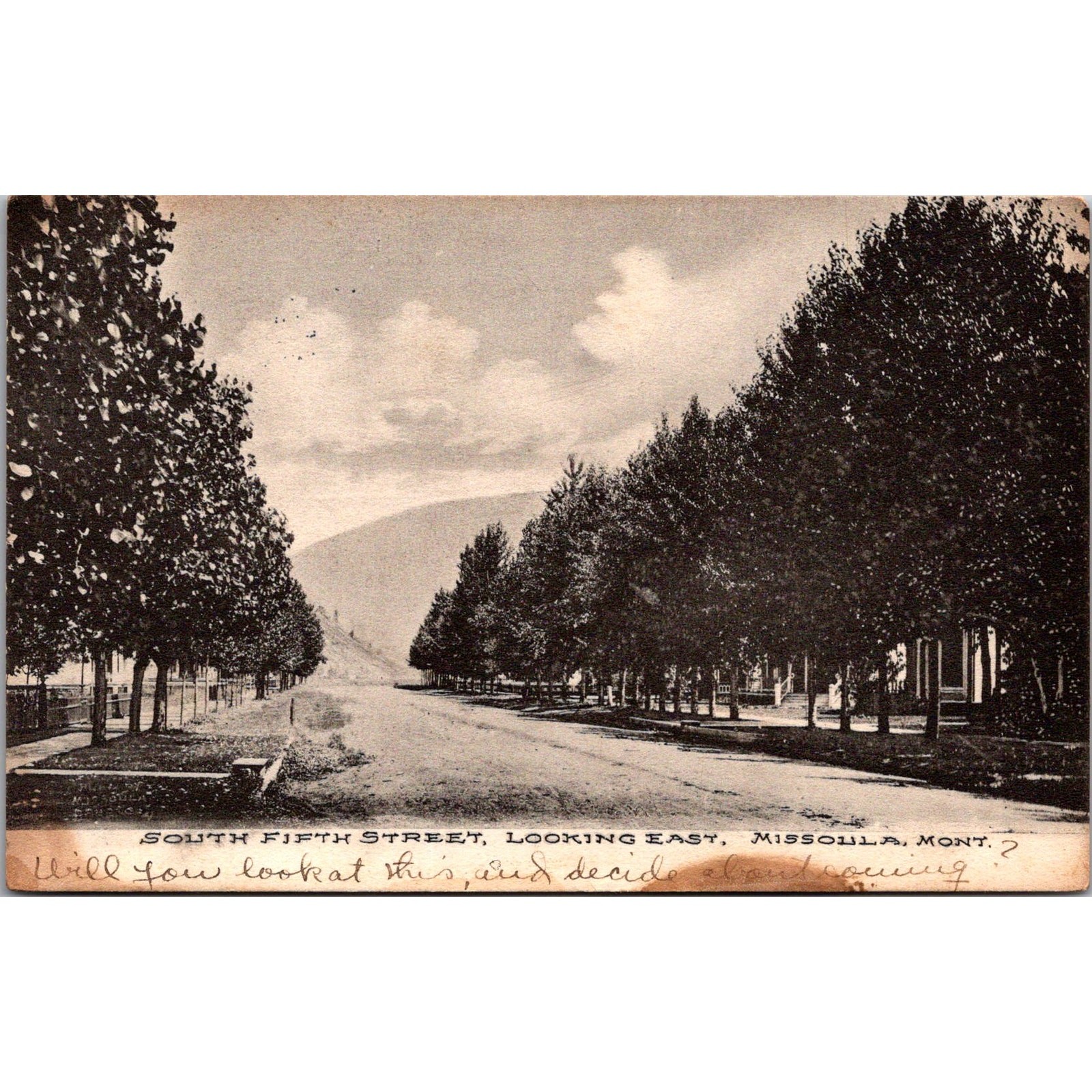 South Fifth Street Looking East 1911 Missoula MT Vintage Postcard SP7-21