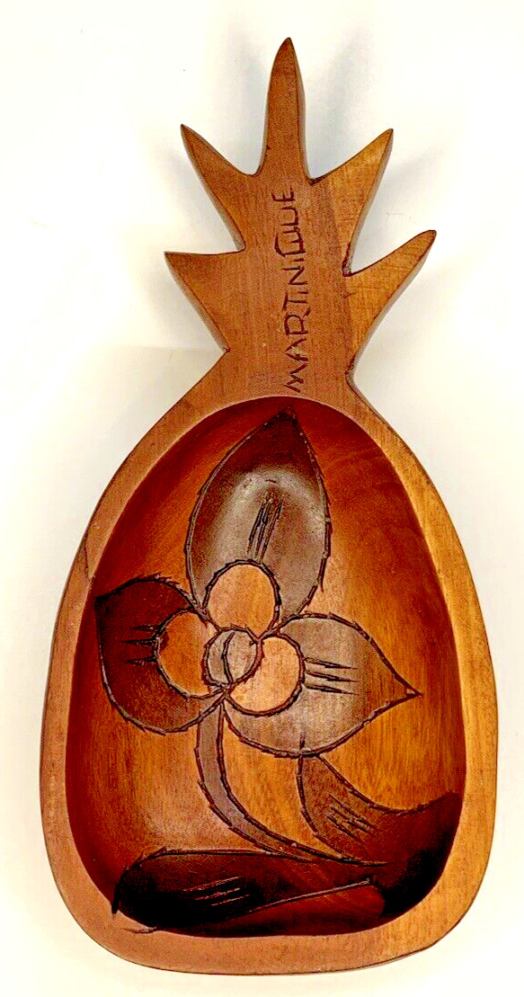 Pineapple Wooden Bowl Martinique Caribbean island Souvenir Decor Dish