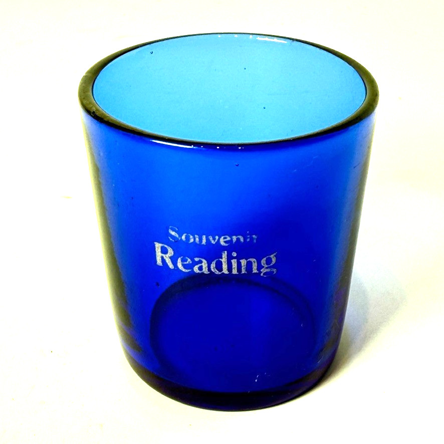 READING PA Antique BLUE Depression Glass Souvenir TRINKET CUP READING PA Antique BLUE Depression Glass Souvenir TRINKET CUP