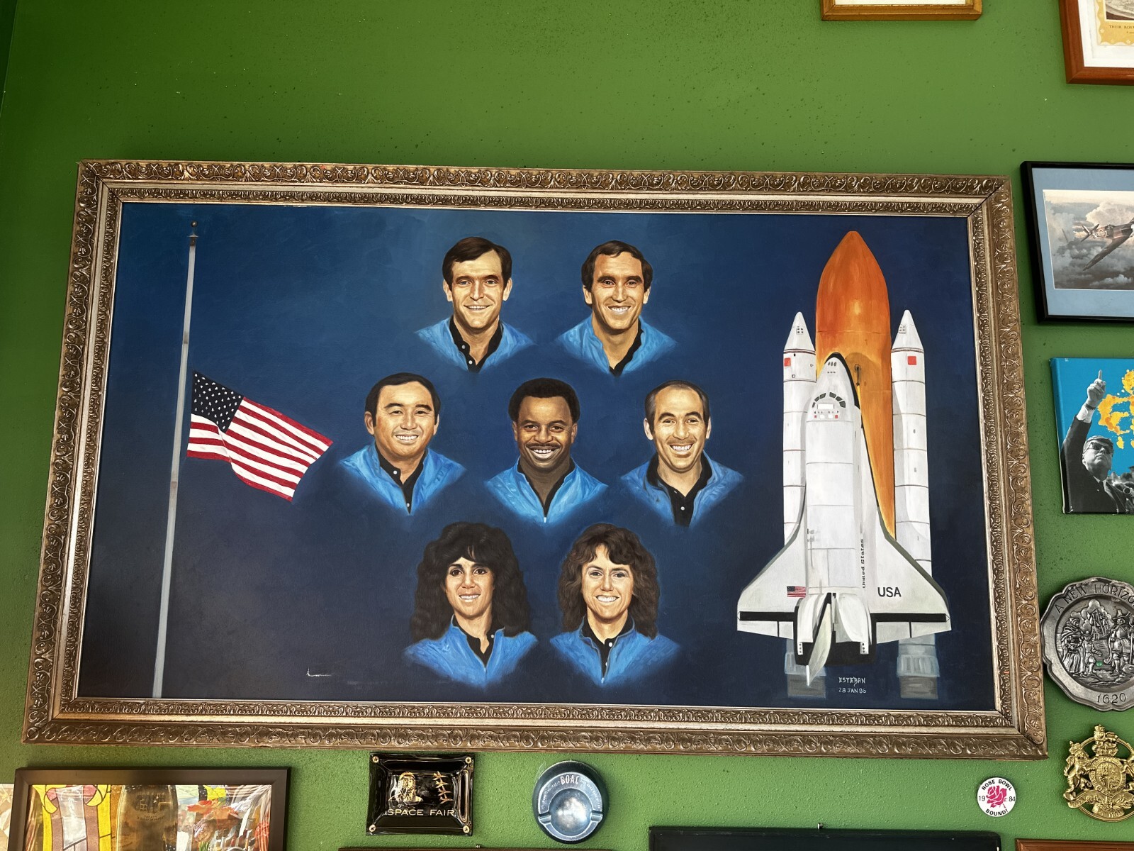 Stunning Original Oil Painting Of Astronauts On Canvas ~ Signed By Snyder. 