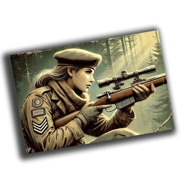 nice vintage classic female guerrilla sniper  retro WW2 Photo Glossy 4*6 in O49