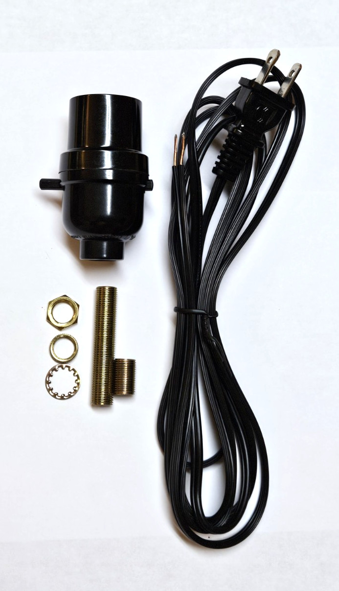 Table Lamp Wiring Kit with Push Thru Socket & Black Lamp Cord NEW 591B Table Lamp Wiring Kit with Push Thru Socket & Black Lamp Cord NEW 591B