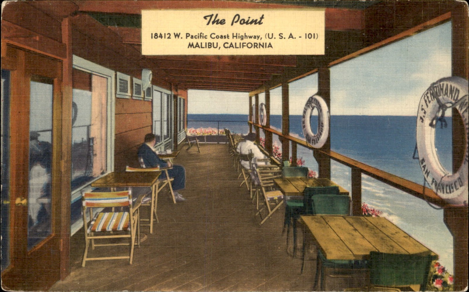Malibu CA Shipboard Atmosphere D. C. Colapietro c1940s-50s Vintage Postcard Malibu CA Shipboard Atmosphere D. C. Colapietro c1940s-50s Vintage Postcard