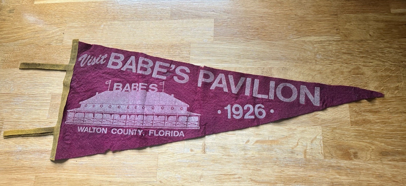 Rare 1926 Visit Babes Pavilion Walton County Florida Felt Pennant