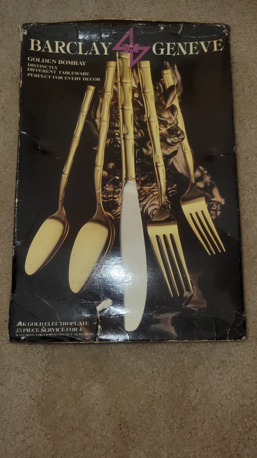 Barclay Geneve Golden Bombay 24k Gold Electroplate 25 Piece Service For 4
